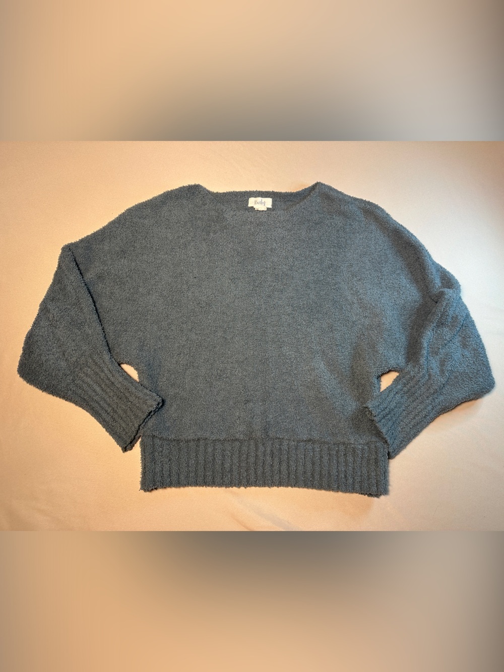 Kaisely Women’s Crop Sweater Small Cozy Slate Crewneck Gray/Green